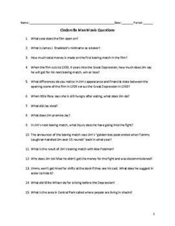 Cinderella Man Movie Questions PDF: Answers & Analysis
