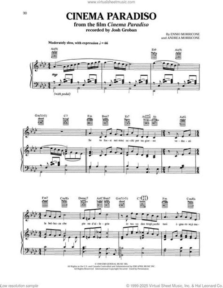 Cinema Paradiso Music Sheet PDF Download – Free Classical Piano Sheet Music