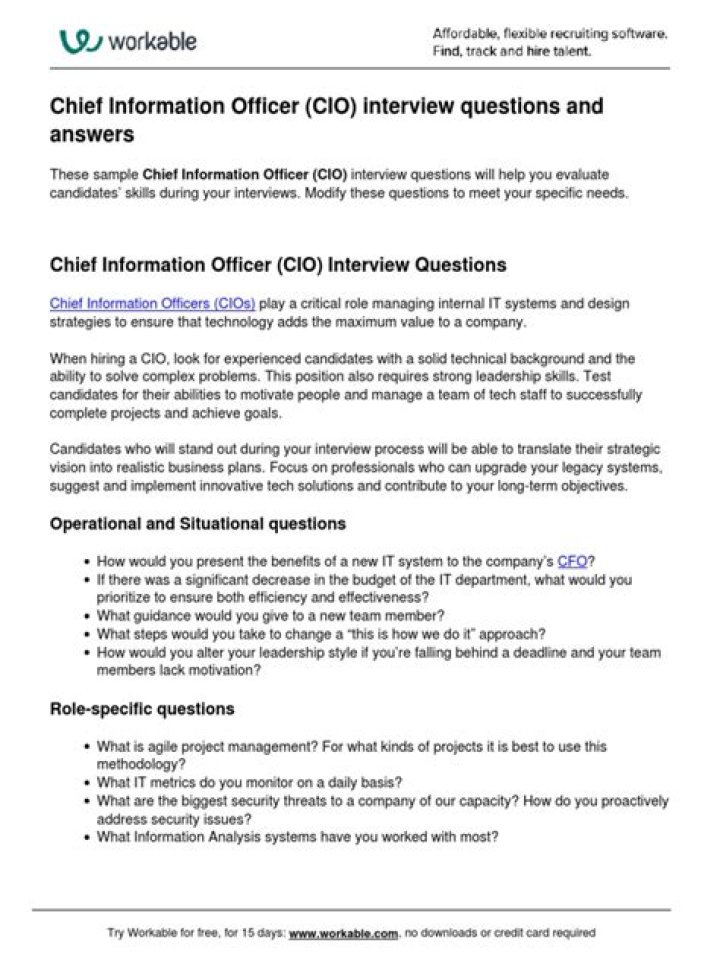 Top CIO Interview Questions and Answers PDF Guide