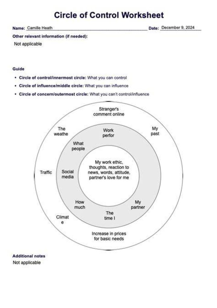 Circle of Control Worksheet for Adults PDF: Take Charge of Your Life