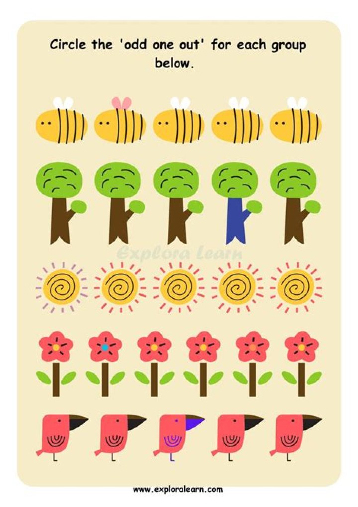 Circle the Odd One Out Worksheets for Kindergarten PDF – Printable Activity
