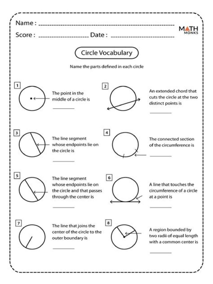 Free Circle Vocabulary Worksheet PDF for Students