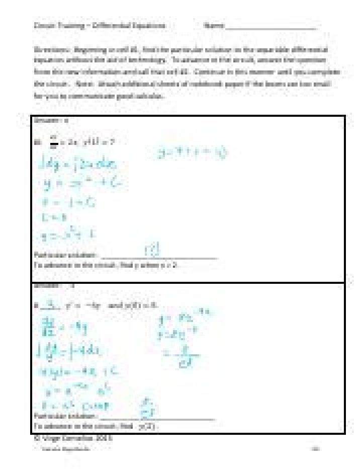 Circuit Training Differential Equations Answer Key PDF – Solve Like a Pro