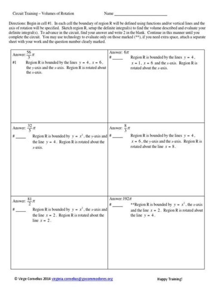 Circuit Training Volumes of Rotation Answer Key PDF