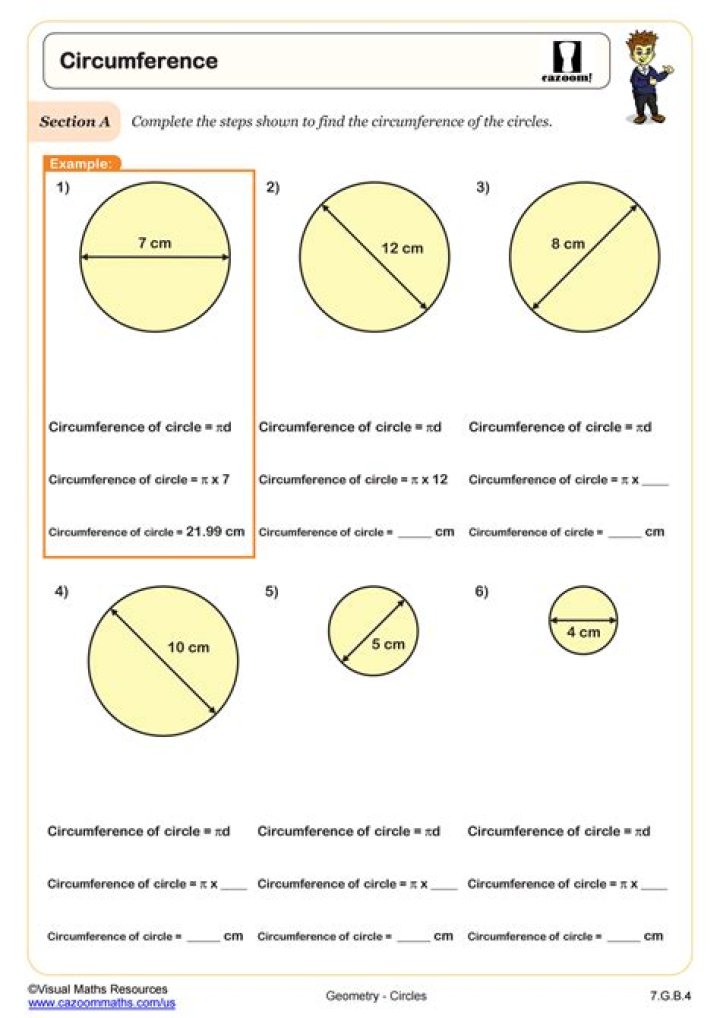 Free 7th Grade Circumference of a Circle Worksheet PDF – Download Now