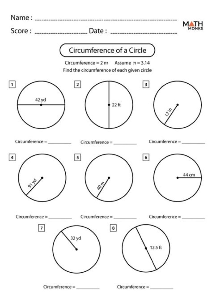 Circumference of a Circle Worksheet PDF: Free Practice Worksheets