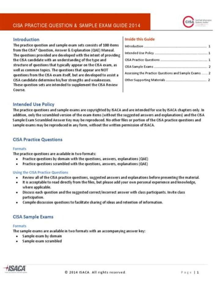 CISA Sample Questions PDF: Free Practice Tests & Answers