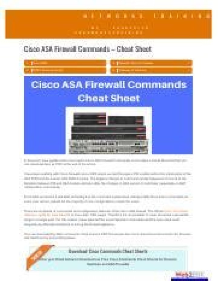 Cisco ASA Firewall Cheat Sheet PDF – Quick Reference Guide