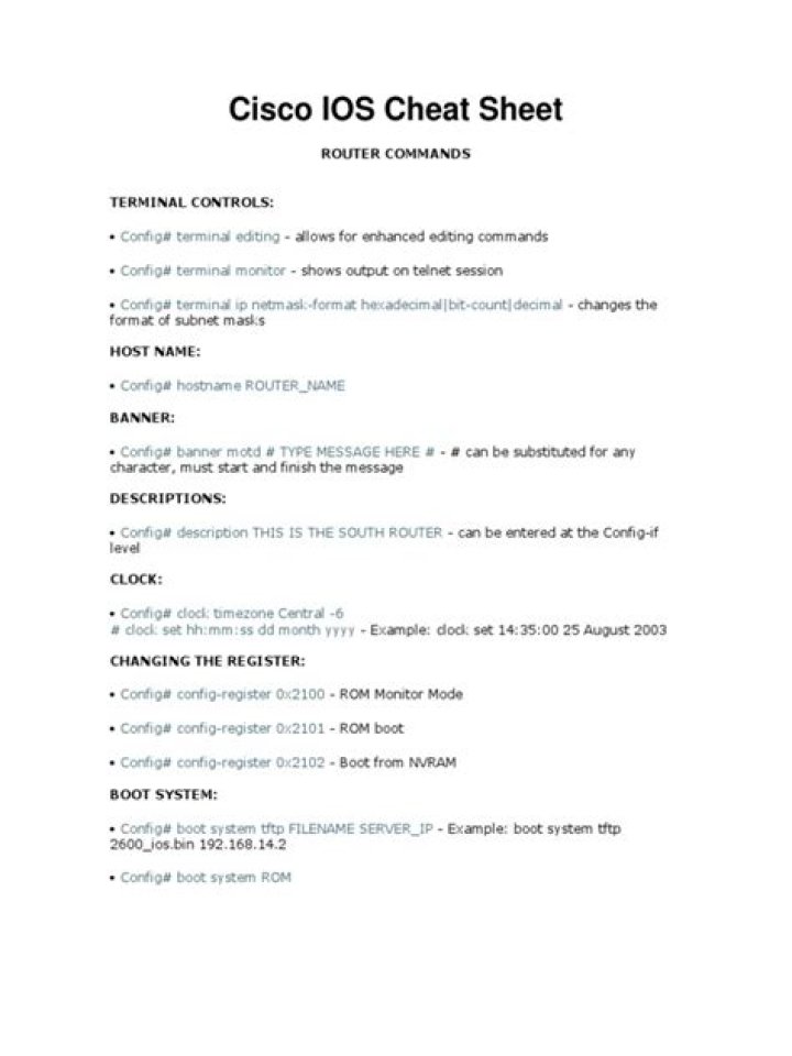Cisco IOS Cheat Sheet PDF: Quick Reference Guide