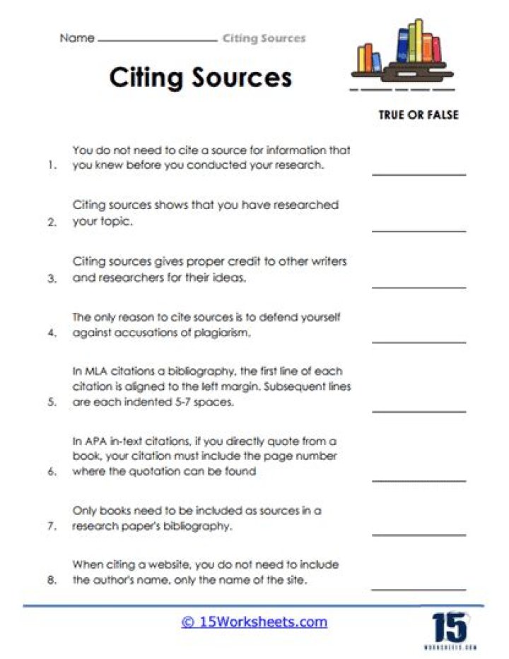 Citing Sources Worksheet PDF: Perfect Academic Tool for Students