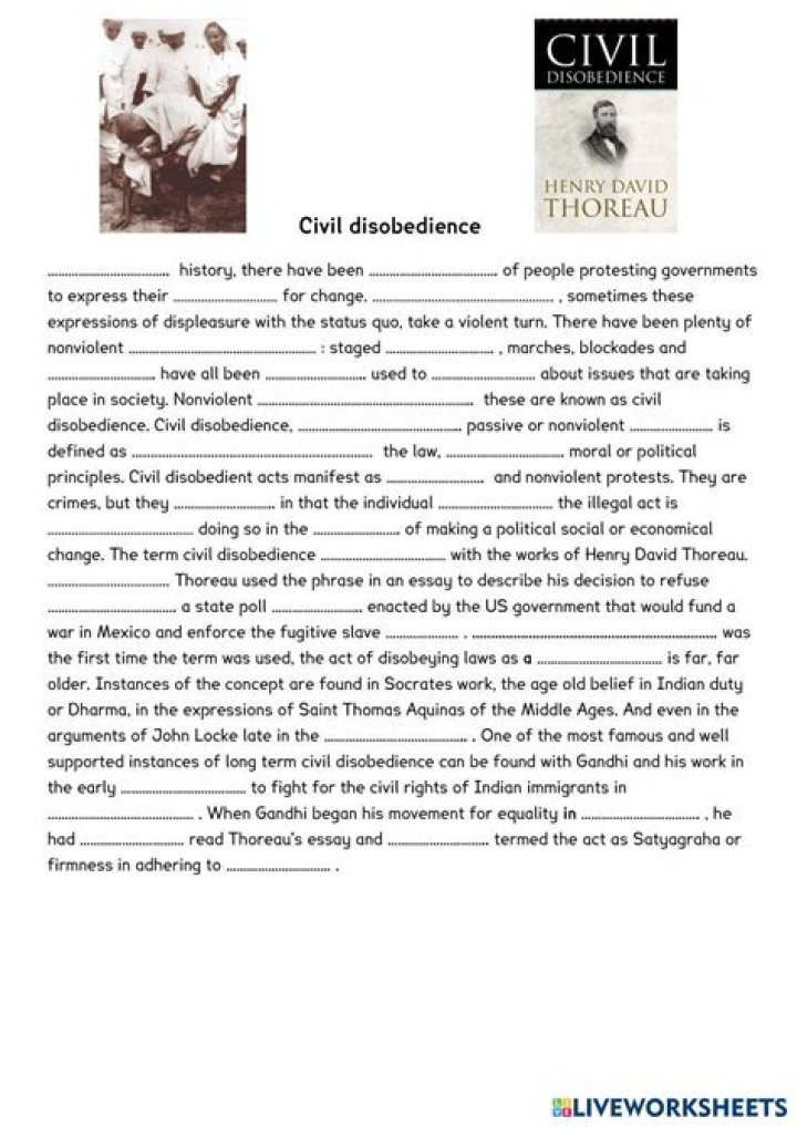 Civil Disobedience Worksheet PDF – Practice Nonviolent Resistance