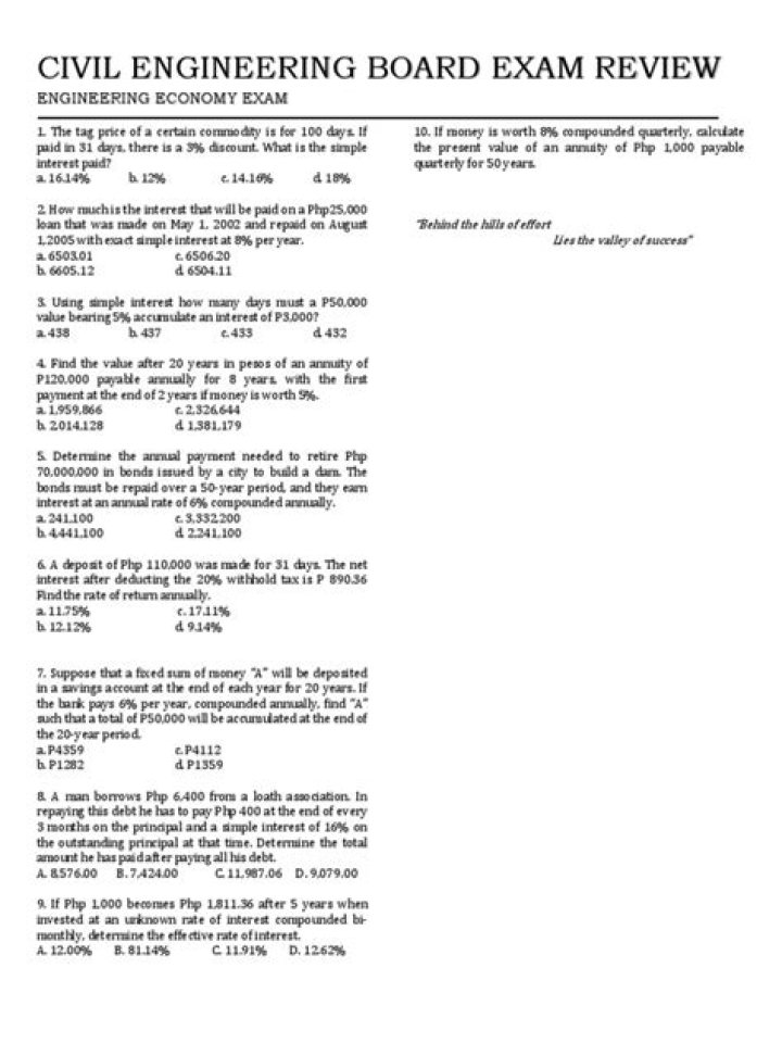 Civil Engineering Board Exam Questions PDF: Master Your Exam
