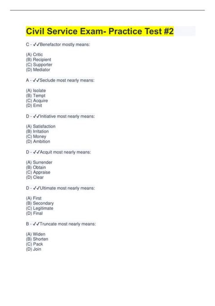 Free Civil Service Exam Practice Test PDF – Download Now