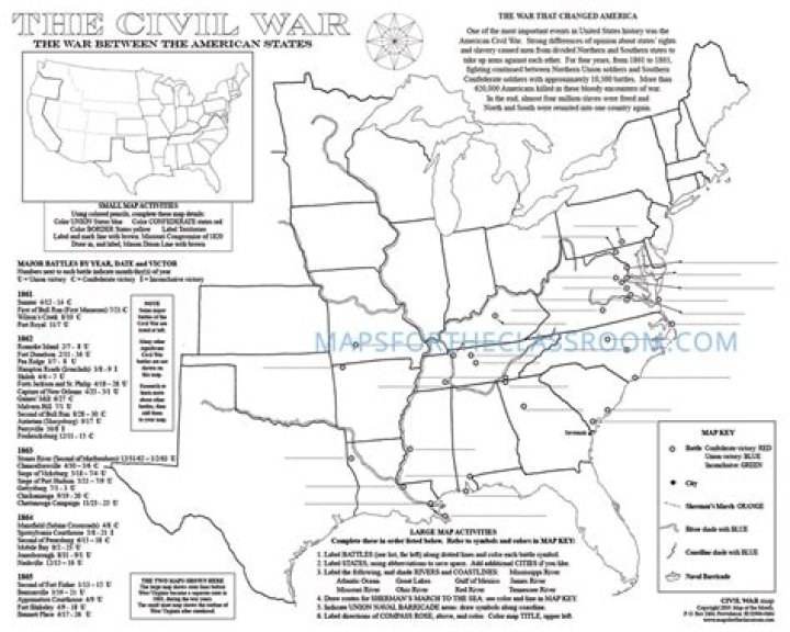 Civil War Map Worksheet PDF – Download Free Educational Resource