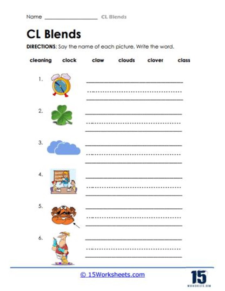 Free CL Blends Worksheets PDF for Effective Phonics Learning