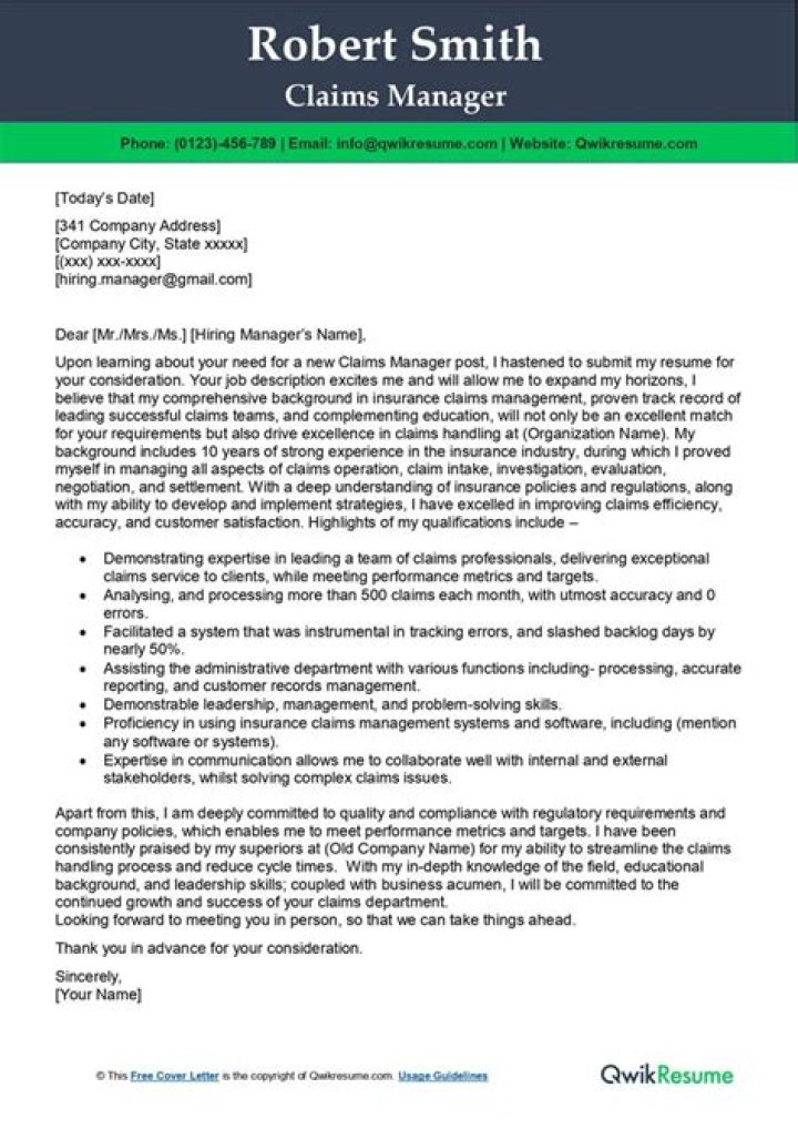 Claims Manager Email Template PDF – Download Now