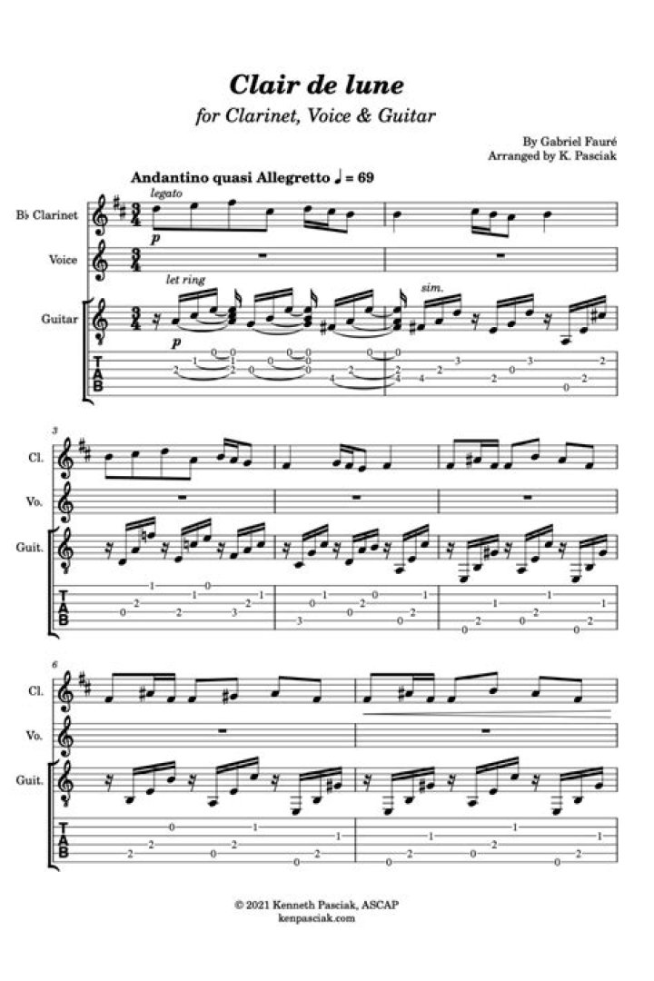 Download Free Clair de Lune Guitar Sheet Music PDF