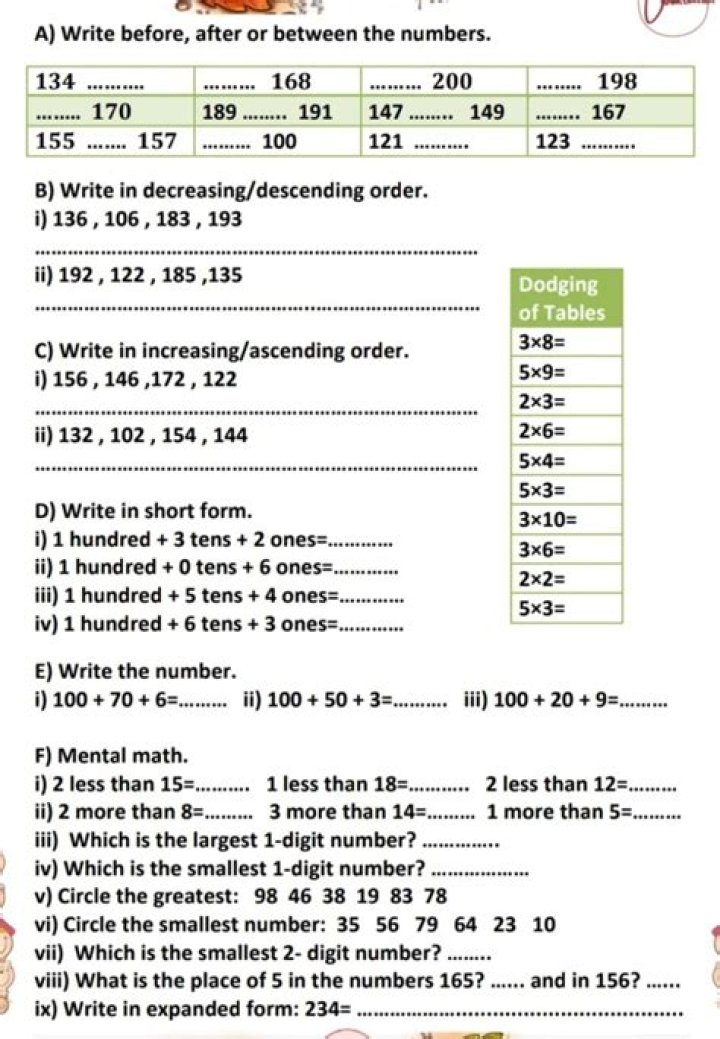 Free Class 1 Maths Worksheets PDF – Instant Download