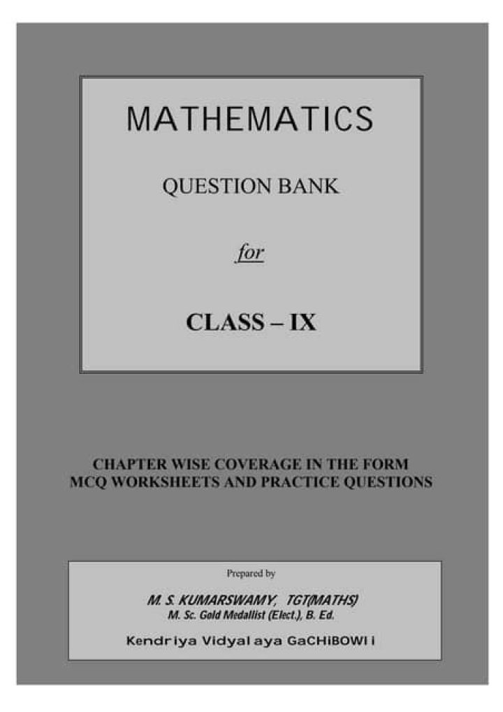 Class 9 Maths Question Bank PDF – Perfect Practice for Exams