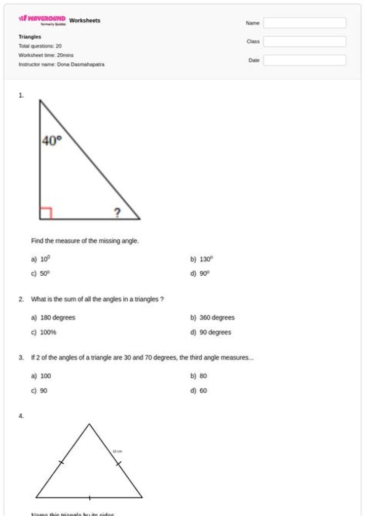 Free Class 9 Triangles Worksheet PDF – Download Now