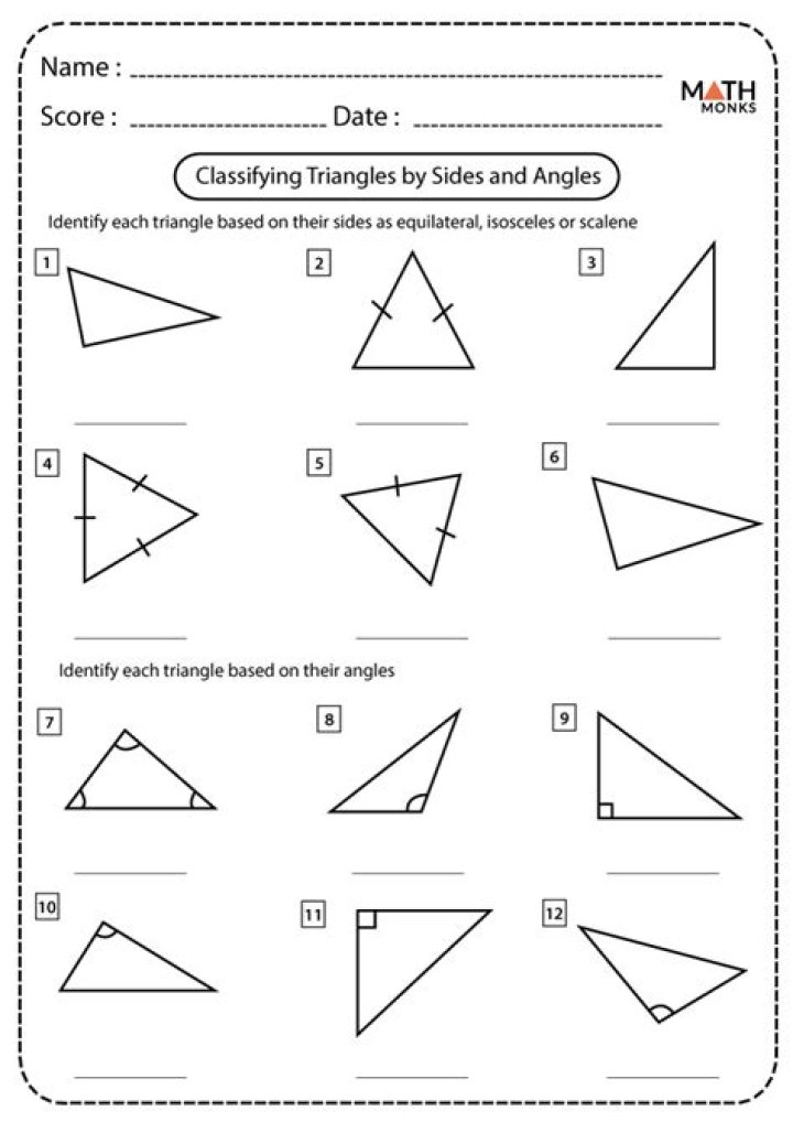 Free PDF Worksheet: Classifying Triangles by Sides and Angles