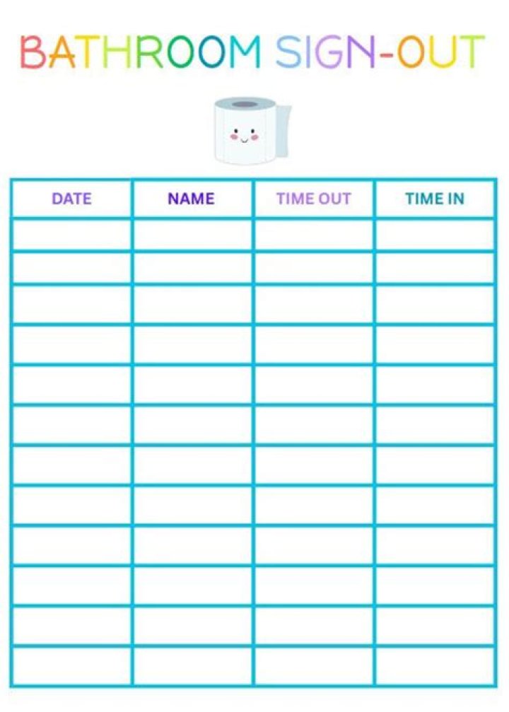 Download Free Classroom Bathroom Out Sign Out Sheet PDF