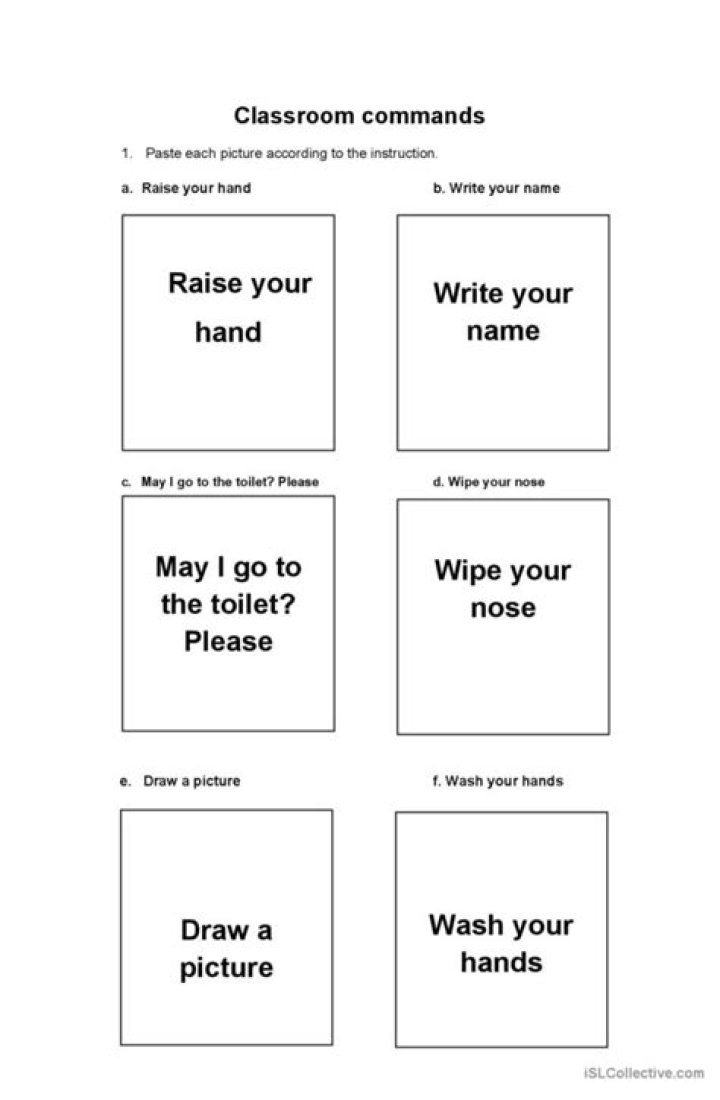 Download Free Classroom Commands Worksheets PDF