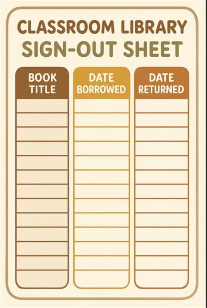 Download Free Classroom Library Sign Out Sheet PDF