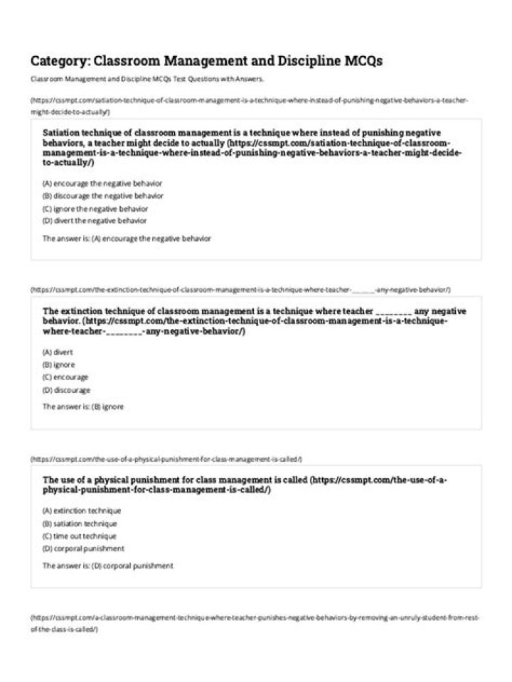 Master Classroom Management with PDF MCQs: Essential Test Questions