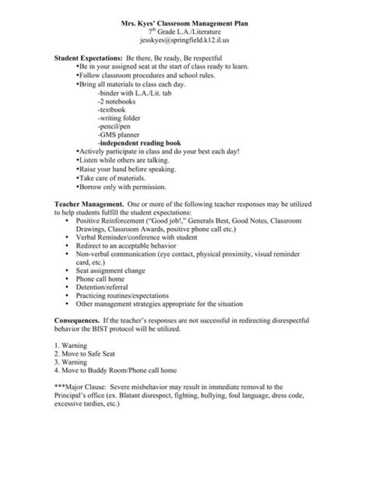 Classroom Management Plan Sample PDF: Easy Template for Teachers