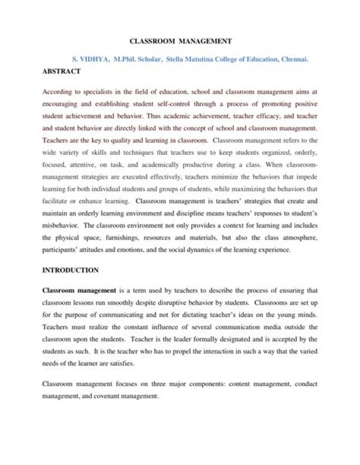 Classroom Management Research Paper: Evidence-Based Strategies for Effective Teaching