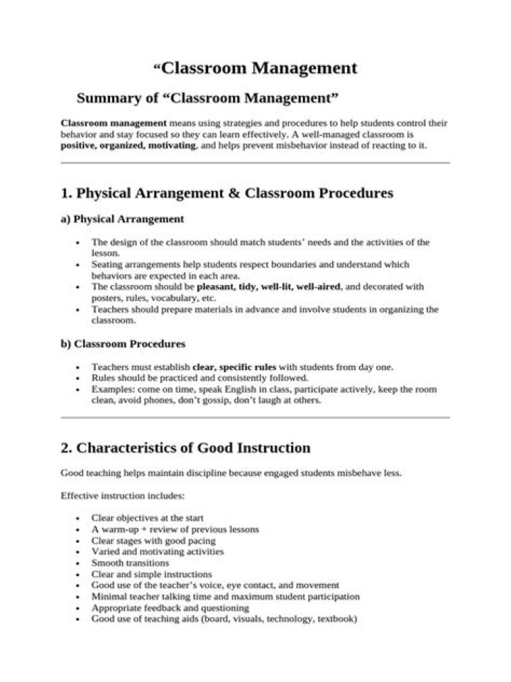 Classroom Management Summary PDF: Essential Strategies for Teachers