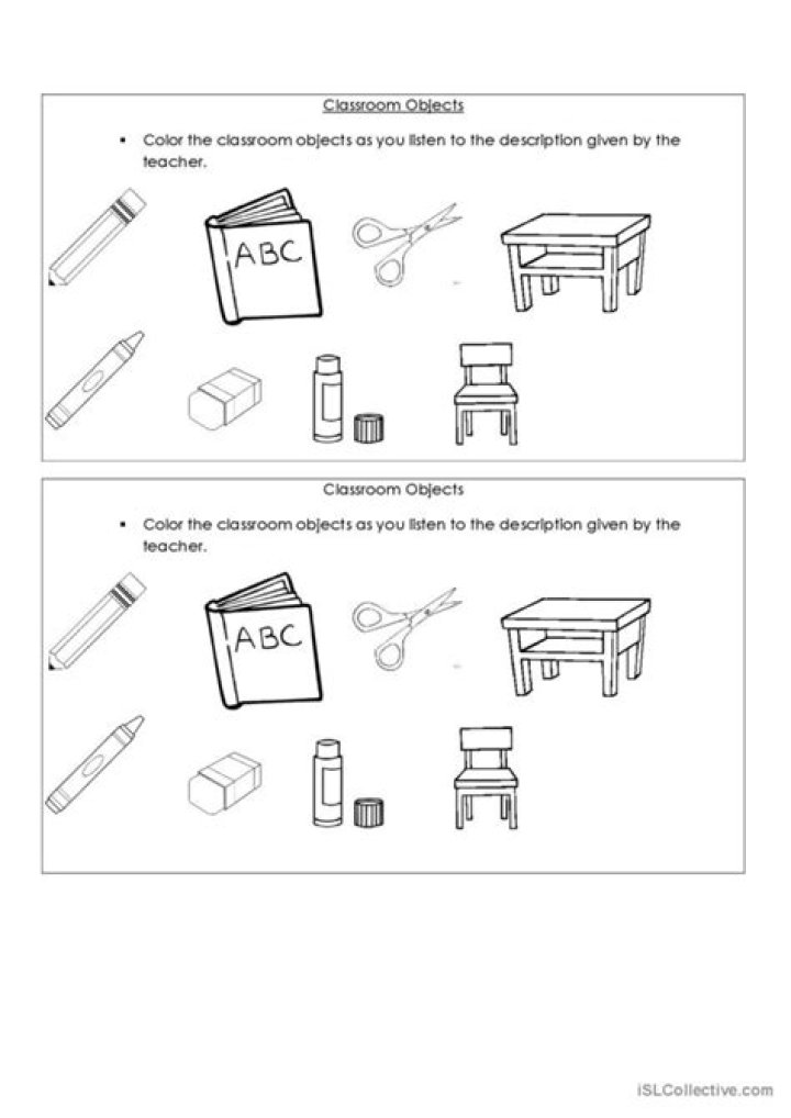Free Kindergarten Classroom Objects Worksheets PDF for Easy Learning