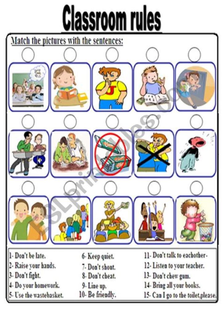 Classroom Rules Worksheet PDF for Teachers