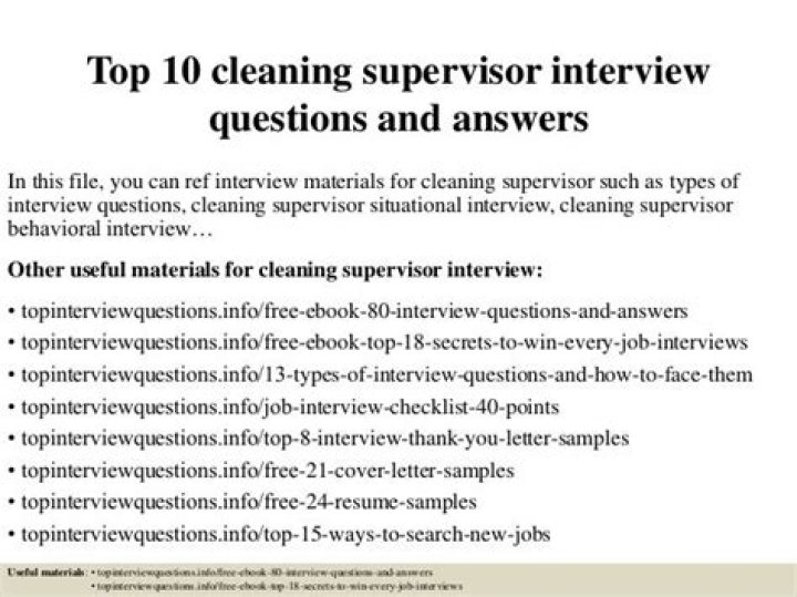 Cleaning Supervisor Interview Questions & Answers PDF: Expert Guide