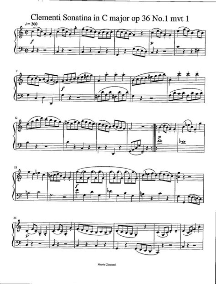 Clementi Sonatina in C Major Sheet Music PDF for Instant Download