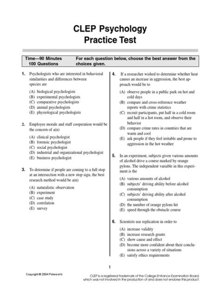 CLEP Psychology Practice Test PDF – Master Exam Skills