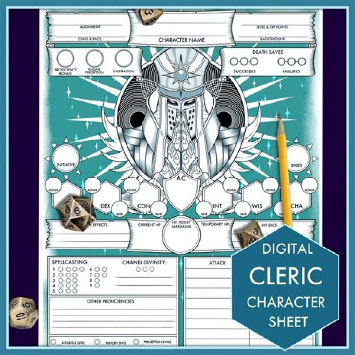 Download Free Cleric Character Sheet 5e PDF for D&D