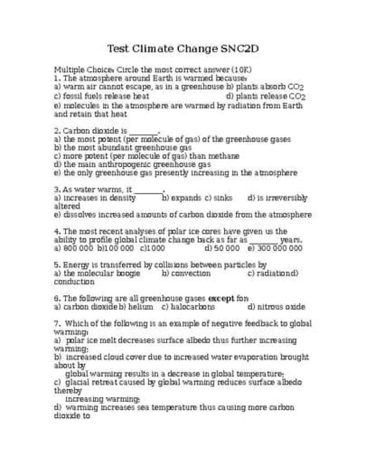 Climate Change Test PDF: Essential Quiz for Awareness