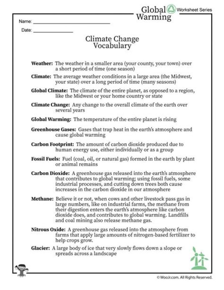 Free Climate Change Worksheets for Middle School Students PDF