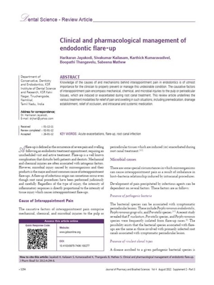 Clinical and Pharmacological Management of Endodontic Flare-Up: Expert PDF Guide