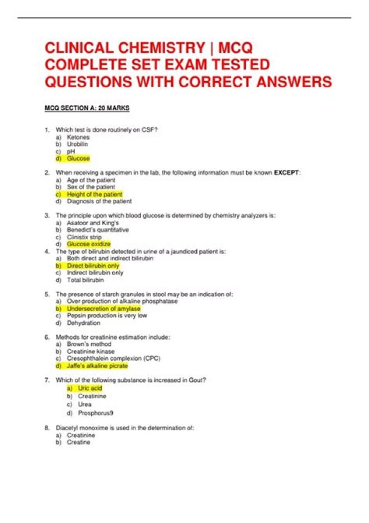 Clinical Chemistry MCQ Questions and Answers PDF – Perfect for Exam Prep