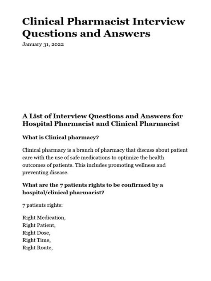 Clinical Pharmacist Interview Questions & Answers PDF: Expert Prep Guide