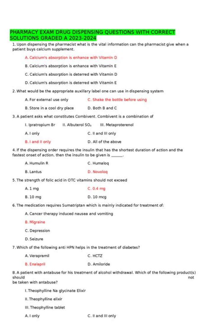 Clinical Pharmacy Exam Questions and Answers PDF for Success