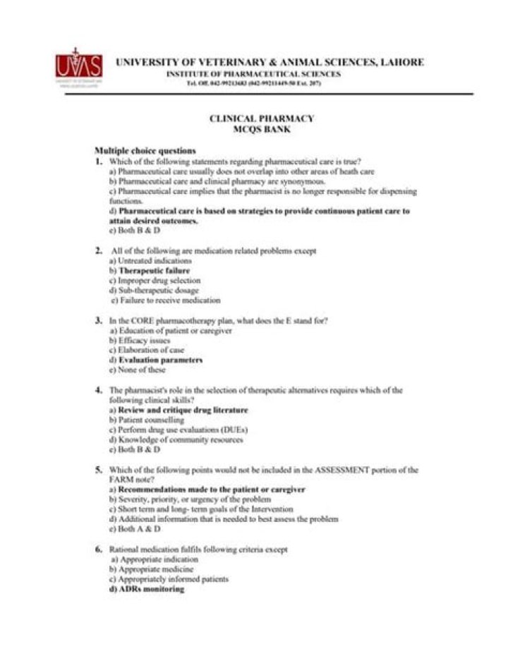 Clinical Pharmacy MCQs with Answers PDF: Master Exams & Boost Knowledge