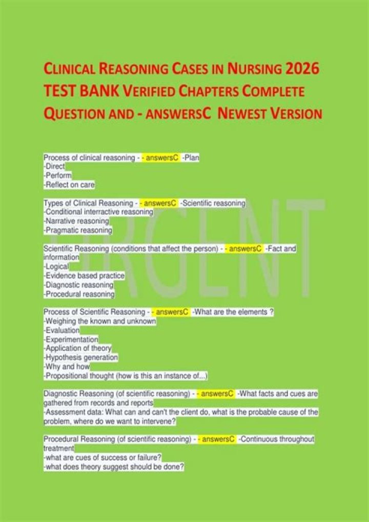 Clinical Reasoning Cases in Nursing Answer Key PDF for Exam Prep