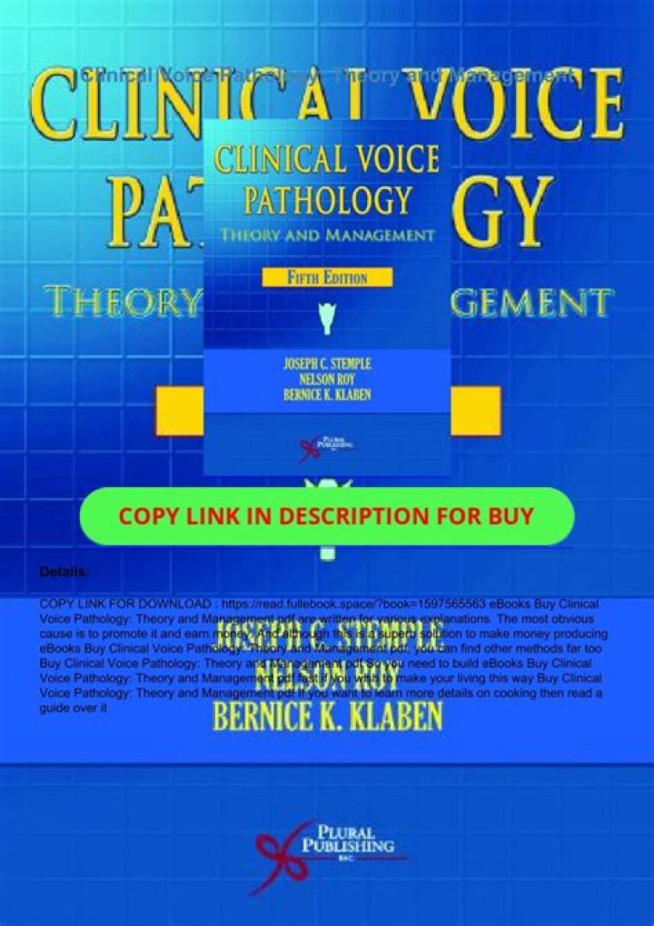 Clinical Voice Pathology Theory and Management: Essential PDF Guide