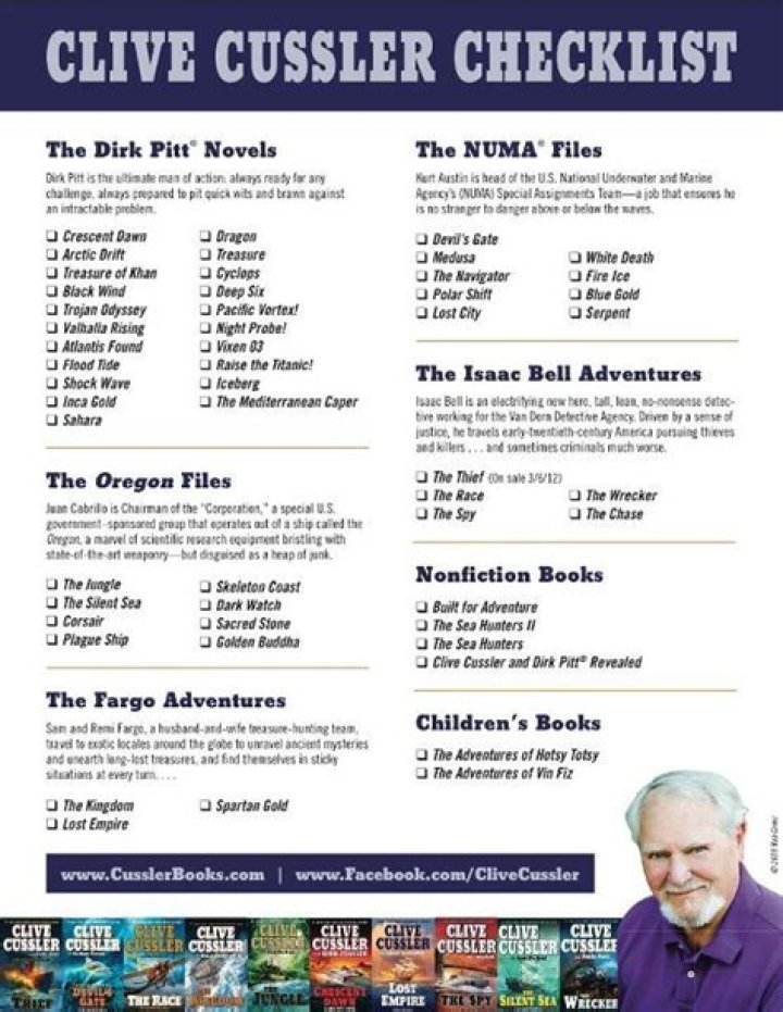 Clive Cussler Book List PDF: All Classic Adventure Titles