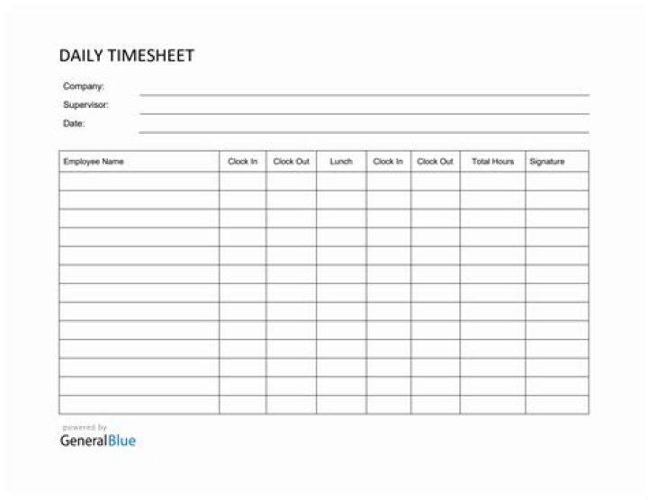 Clock In Clock Out Sheet PDF for Time Tracking & Attendance Management