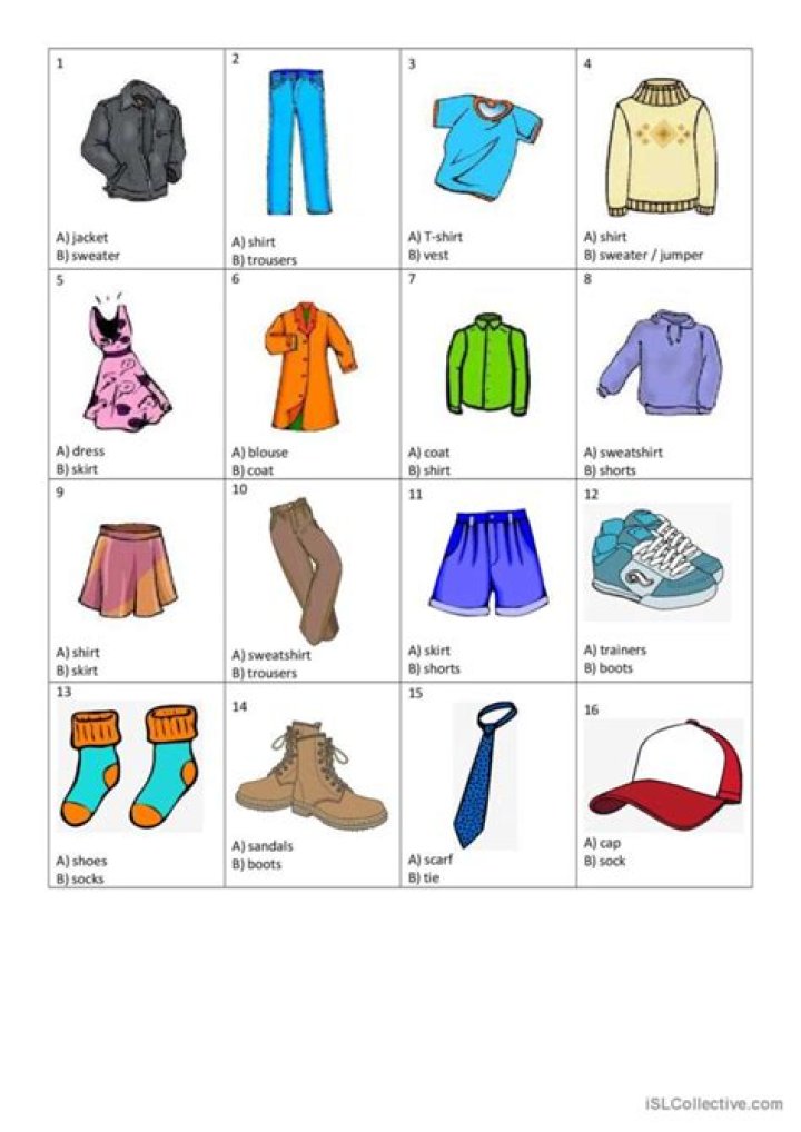 Free ESL Clothes Worksheet PDF for Learning Vocabulary